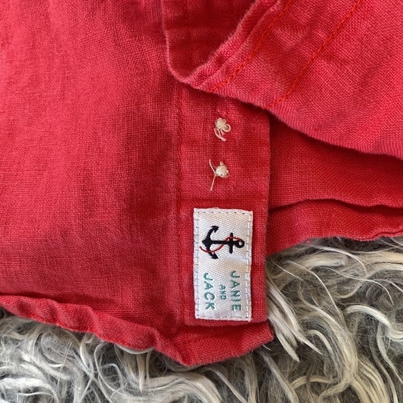 Janie & Jack Red Linen and Blue Cotton Button Down Shirt Bundle Sz 12-18 - Picture 7 of 16